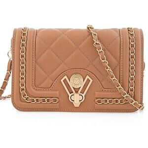 1007. Valentino Orlandi Taupe Vegan Leather Quilted Crossbody Bag